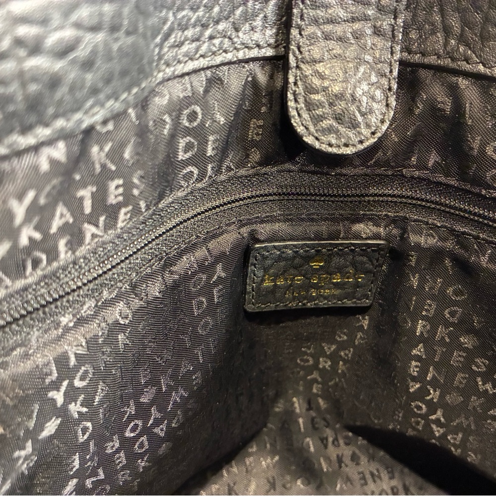 Kate Spade Tote Purse Black with gold accent and lattice detail - Picture 10 of 14